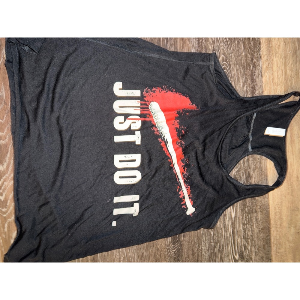 Walking dead Just Do It Barbed‎ Wire Bat Graphic Racerback Tank L